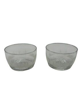 Clear Glass Bowls Set Of 2 nut bowl dish frosted tree embellished Christmas READ